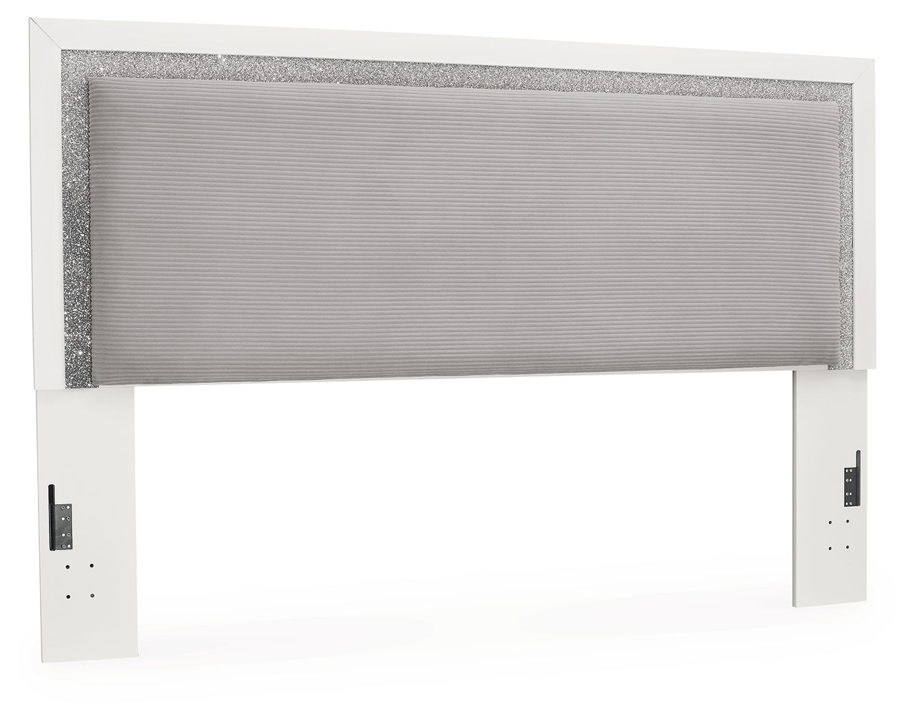 Maeling White/Gray King Upholstered Panel Headboard