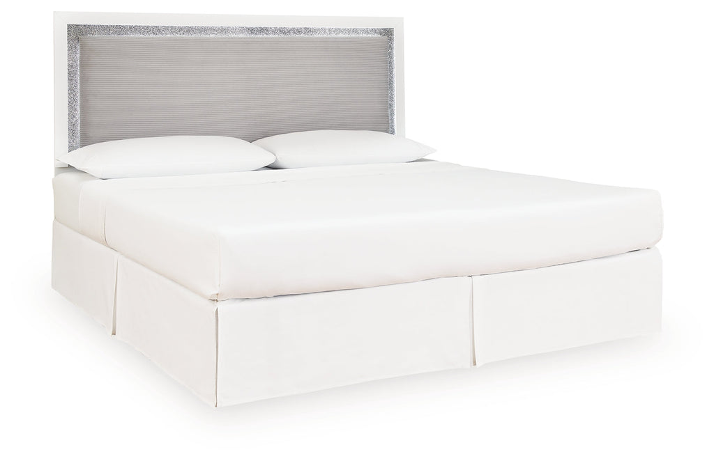 Maeling White/Gray King Upholstered Panel Headboard