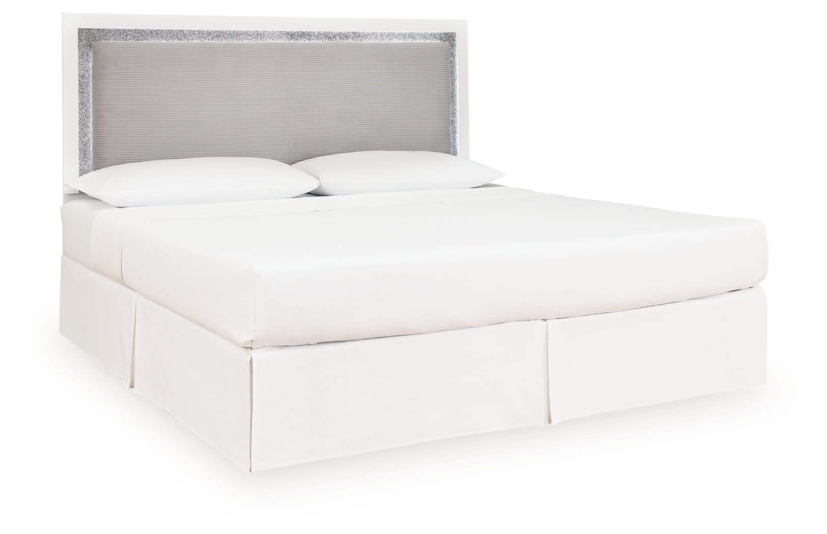Maeling White/Gray King Upholstered Panel Headboard