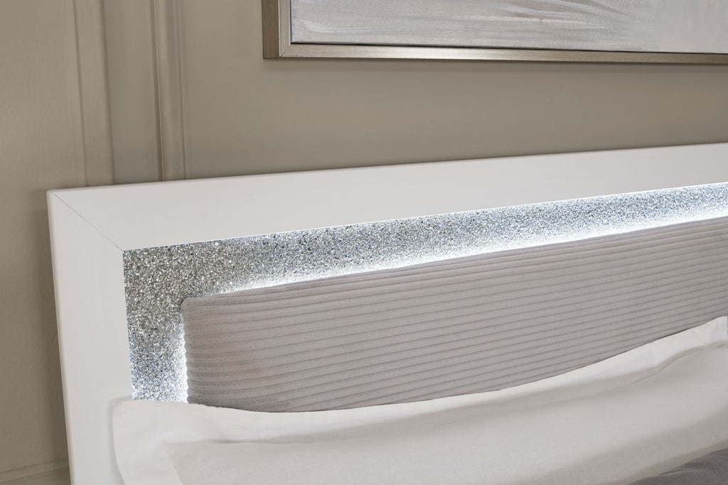 Maeling White/Gray King Upholstered Panel Headboard