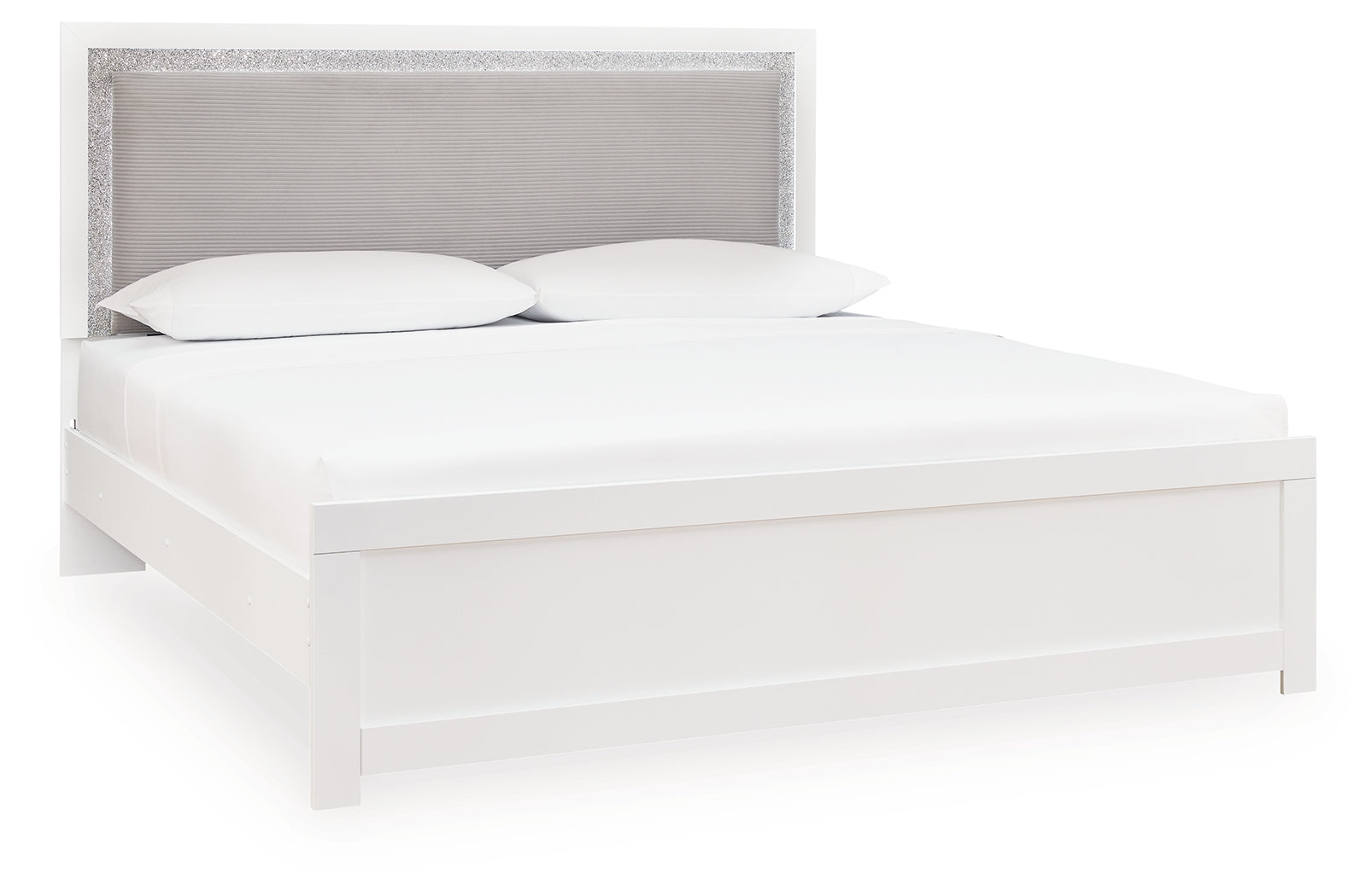 Maeling White King Upholstered Panel Bed
