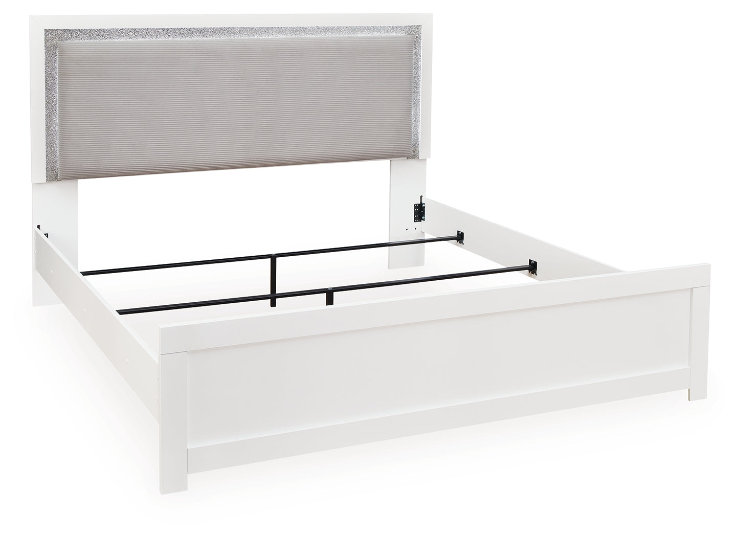 Maeling White King Upholstered Panel Bed