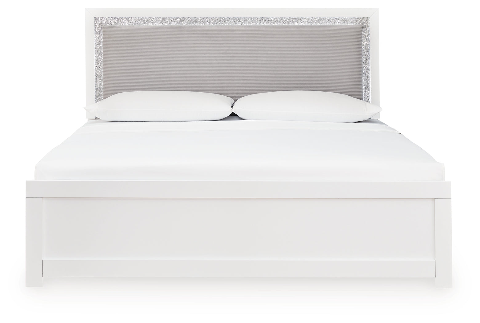 Maeling White King Upholstered Panel Bed