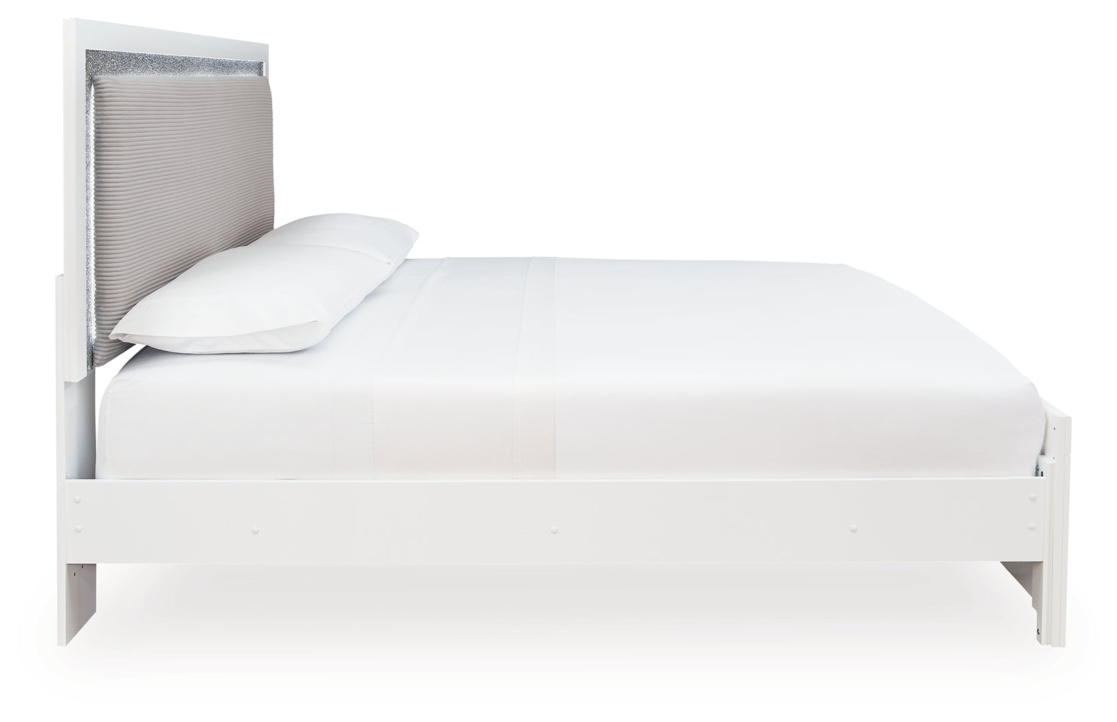 Maeling White King Upholstered Panel Bed
