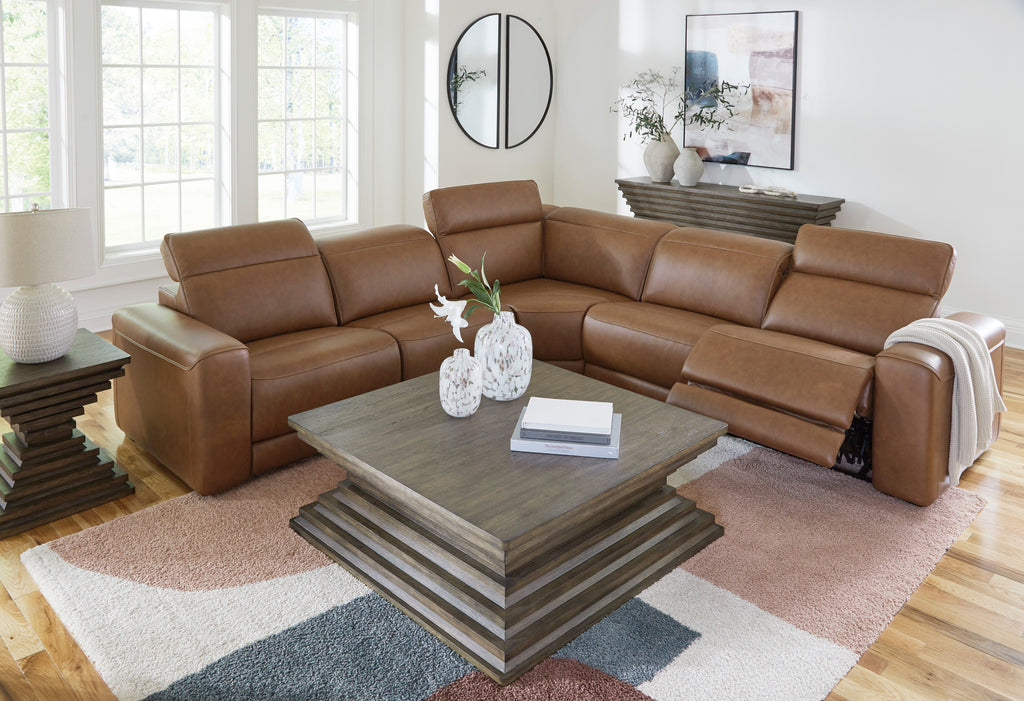 Magic Man Caramel 5-Piece Power Reclining Sectional