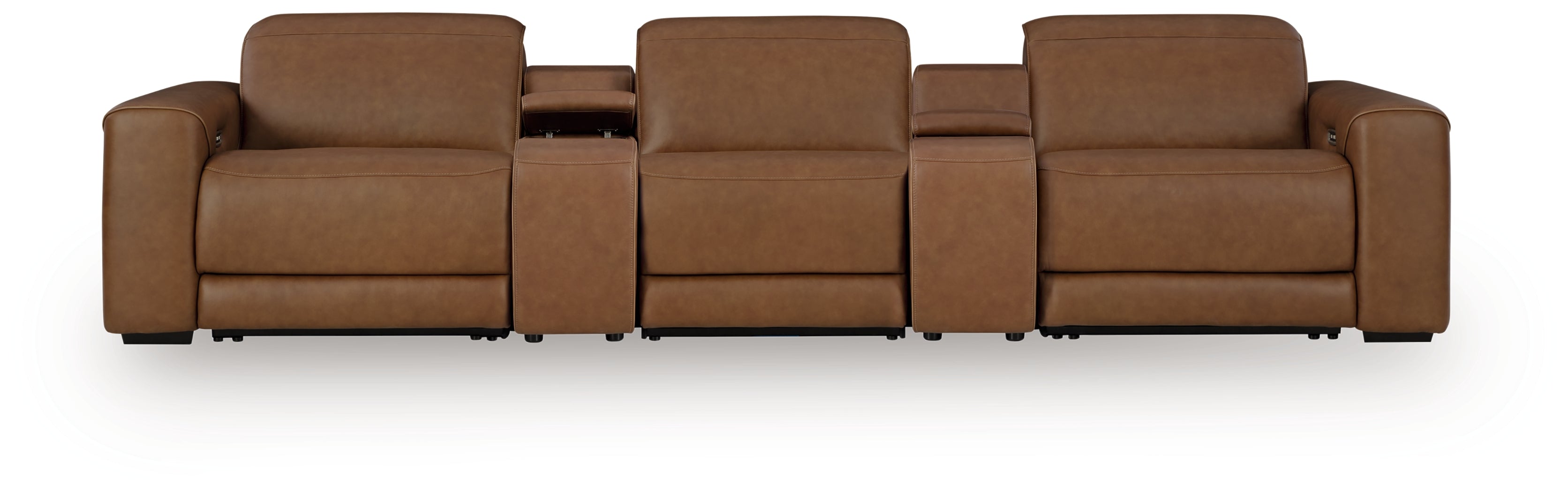 Magic Man Caramel 5-Piece Power Reclining Sectional w/ Console