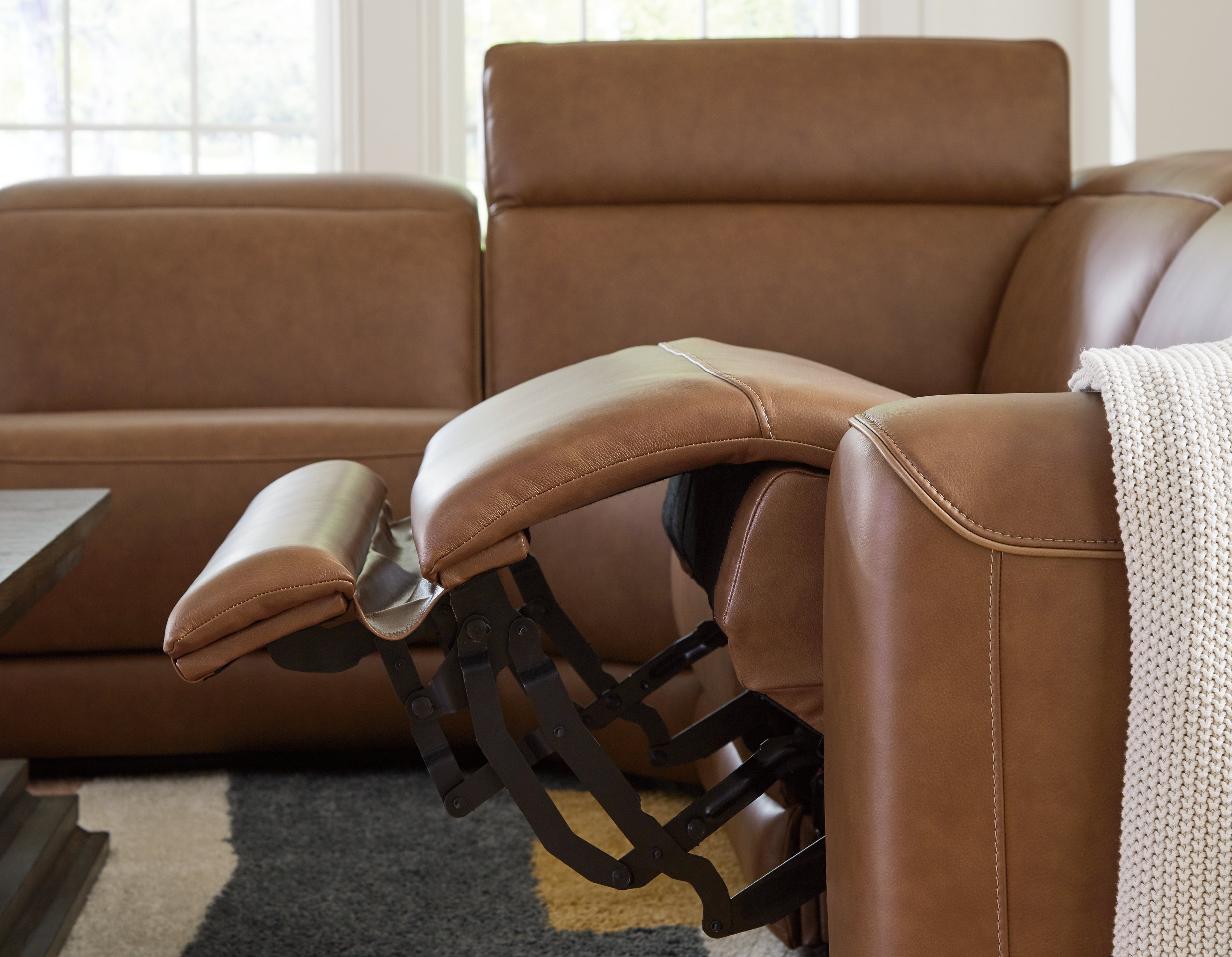 Magic Man Caramel 5-Piece Power Reclining Sectional with Console