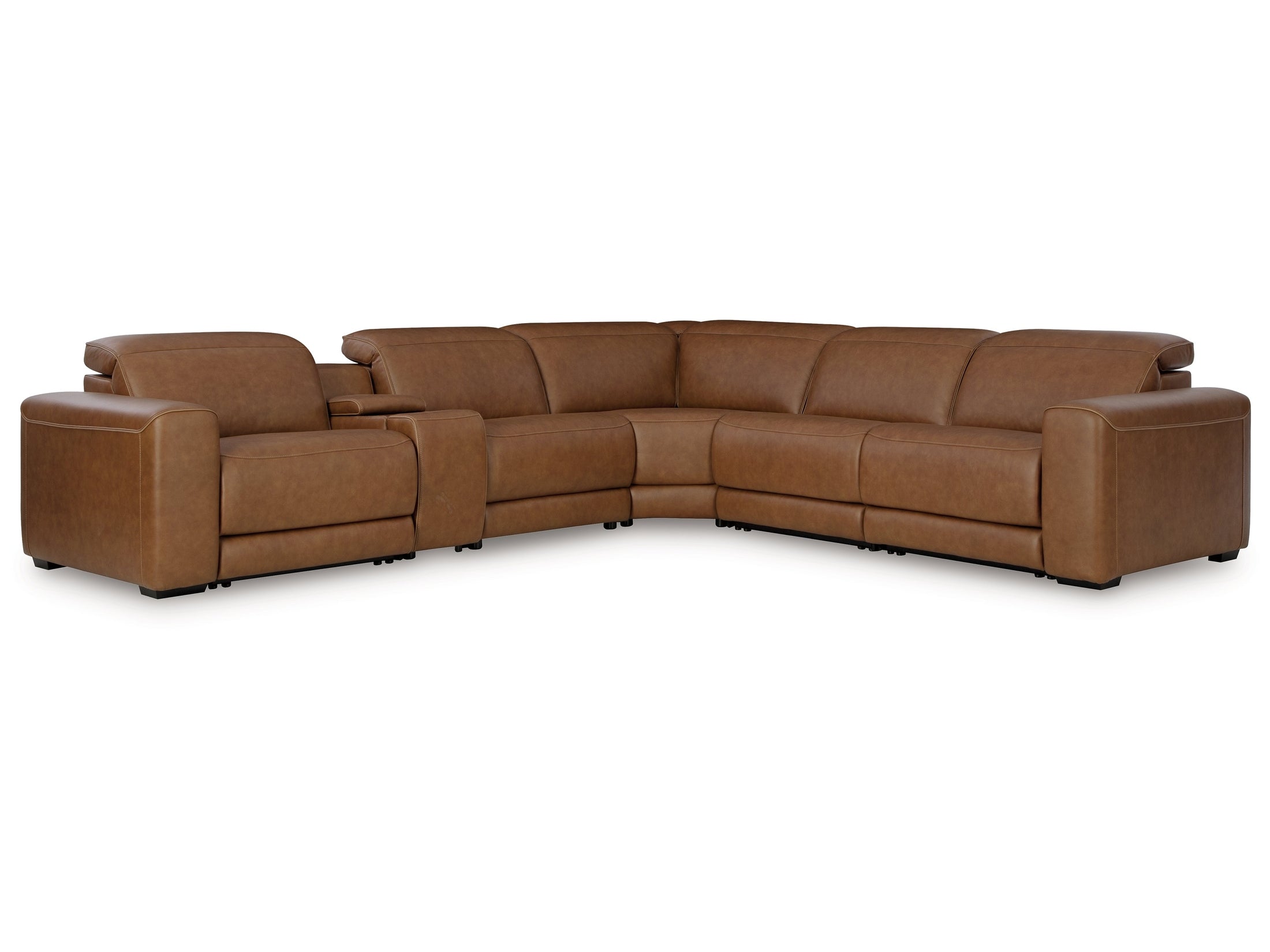 Magic Man Caramel 6-Piece Power Reclining Sectional w/Console