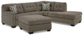 Mahoney Chocolate 2-Piece Sleeper Sectional and Ottoman