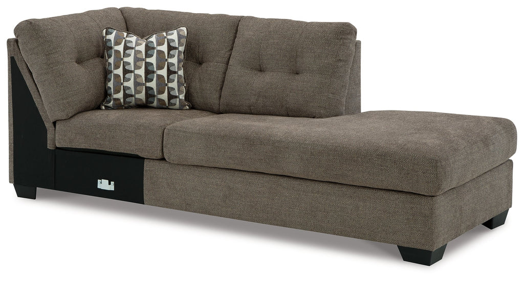 Mahoney Chocolate 2-Piece Sleeper Sectional and Ottoman