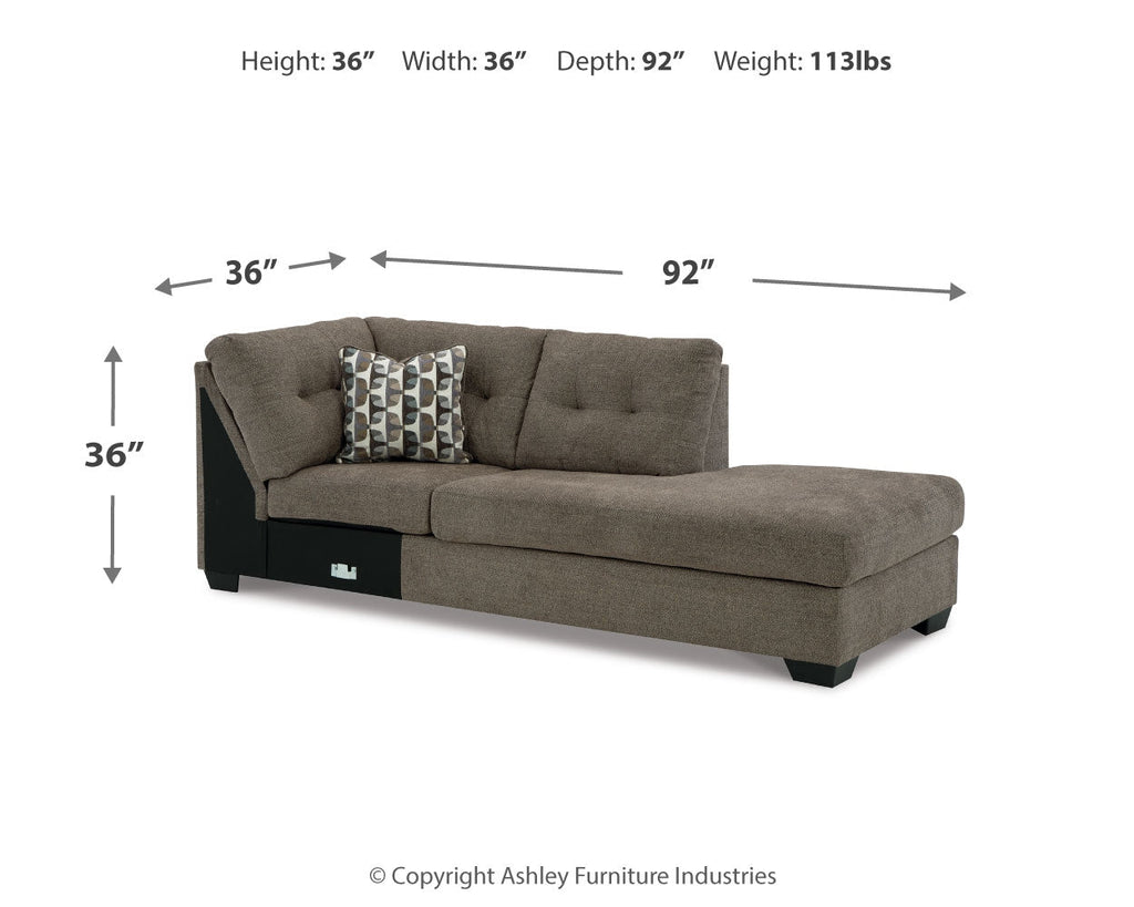 Mahoney Chocolate 2-Piece Sleeper Sectional and Ottoman