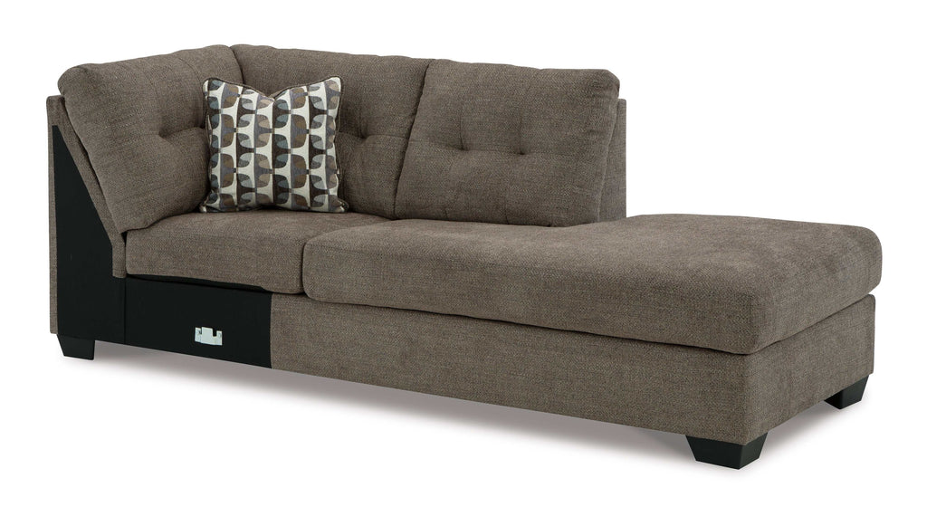 Mahoney Chocolate 2pc Sectional Full Sleeper Sofa w/ RAF Chaise