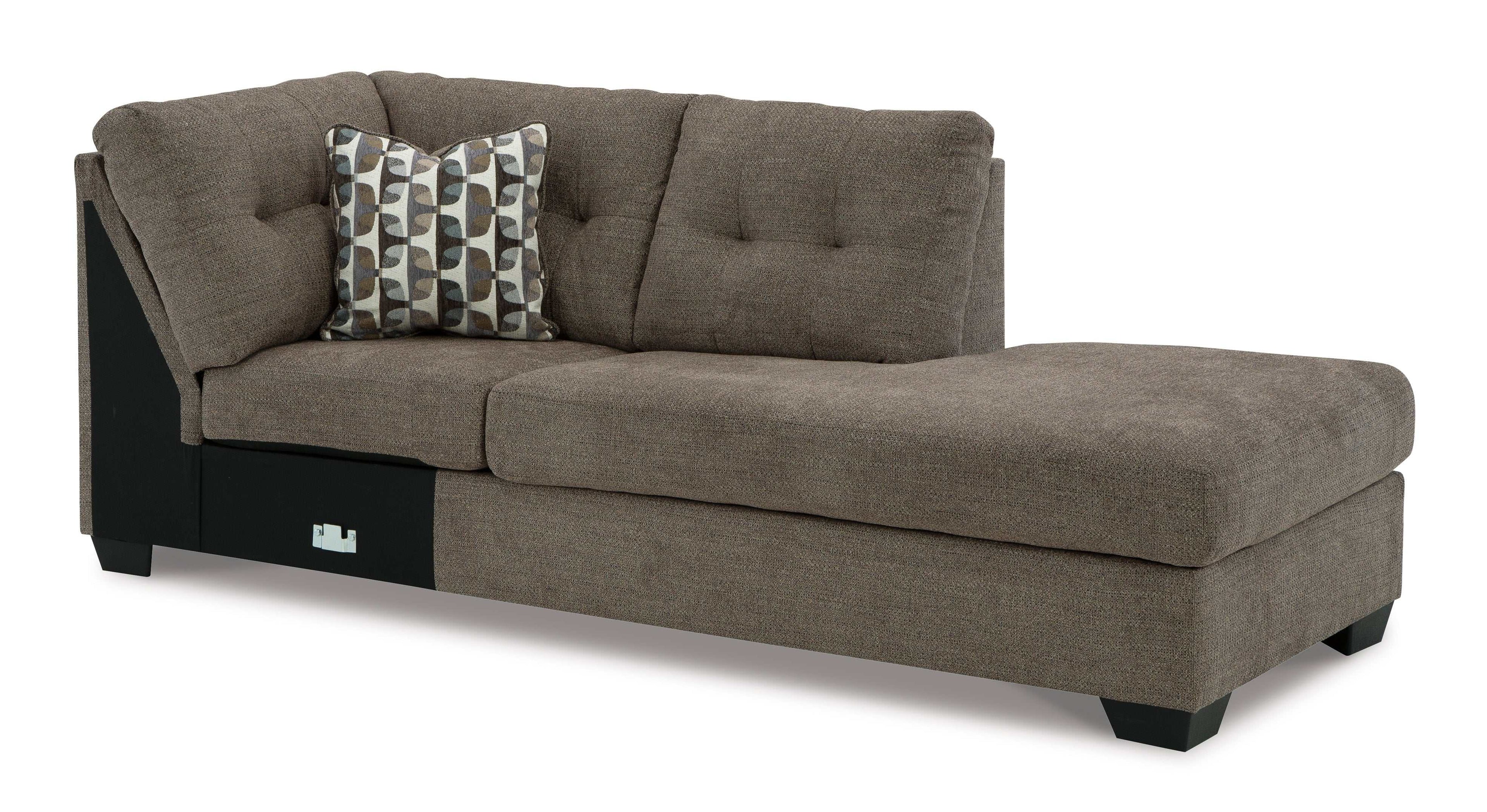 Mahoney Chocolate 2pc Sectional Full Sleeper Sofa w/ RAF Chaise