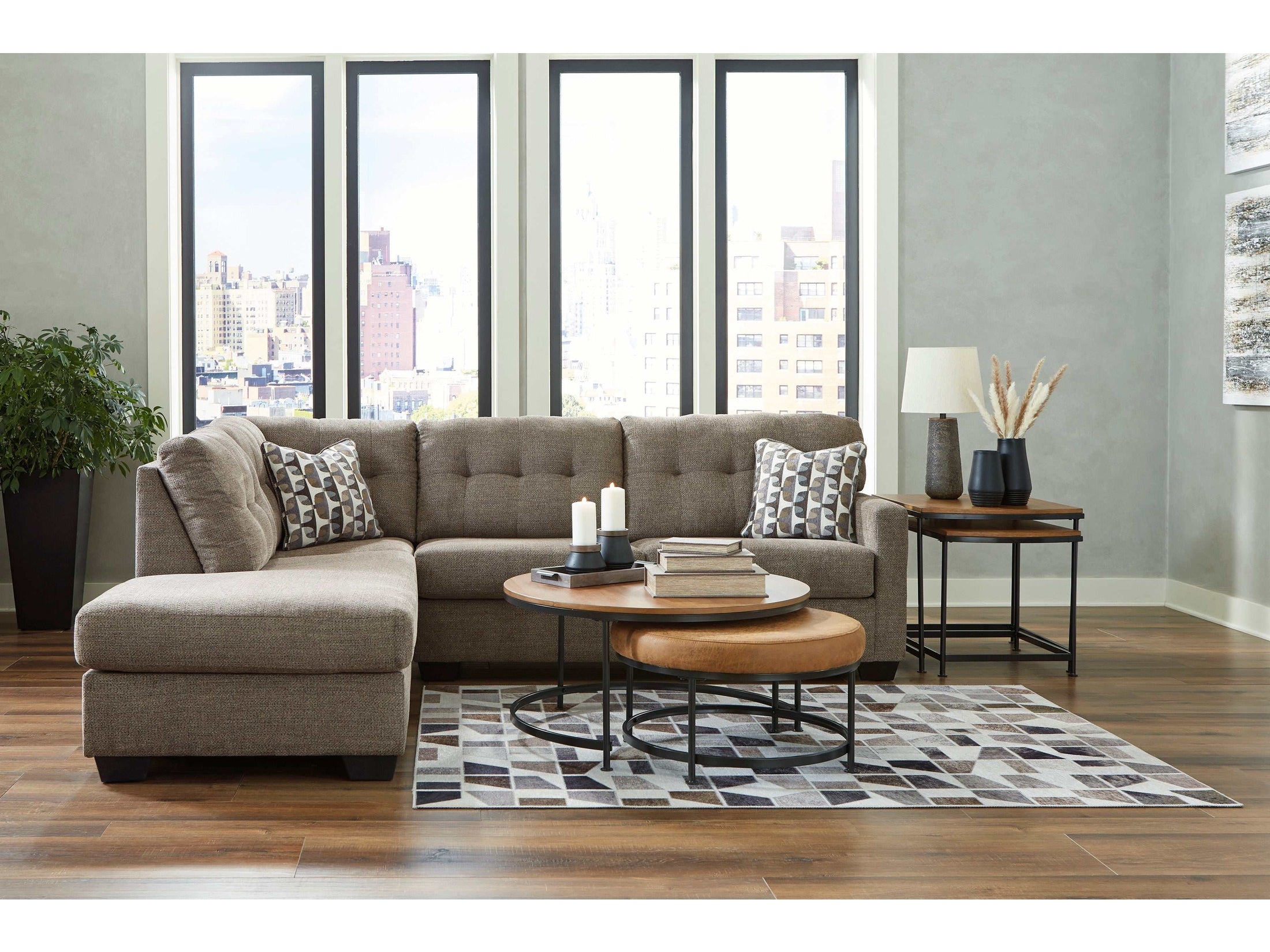 Mahoney Chocolate 2pc Sectional Sofa w/ LAF Chaise