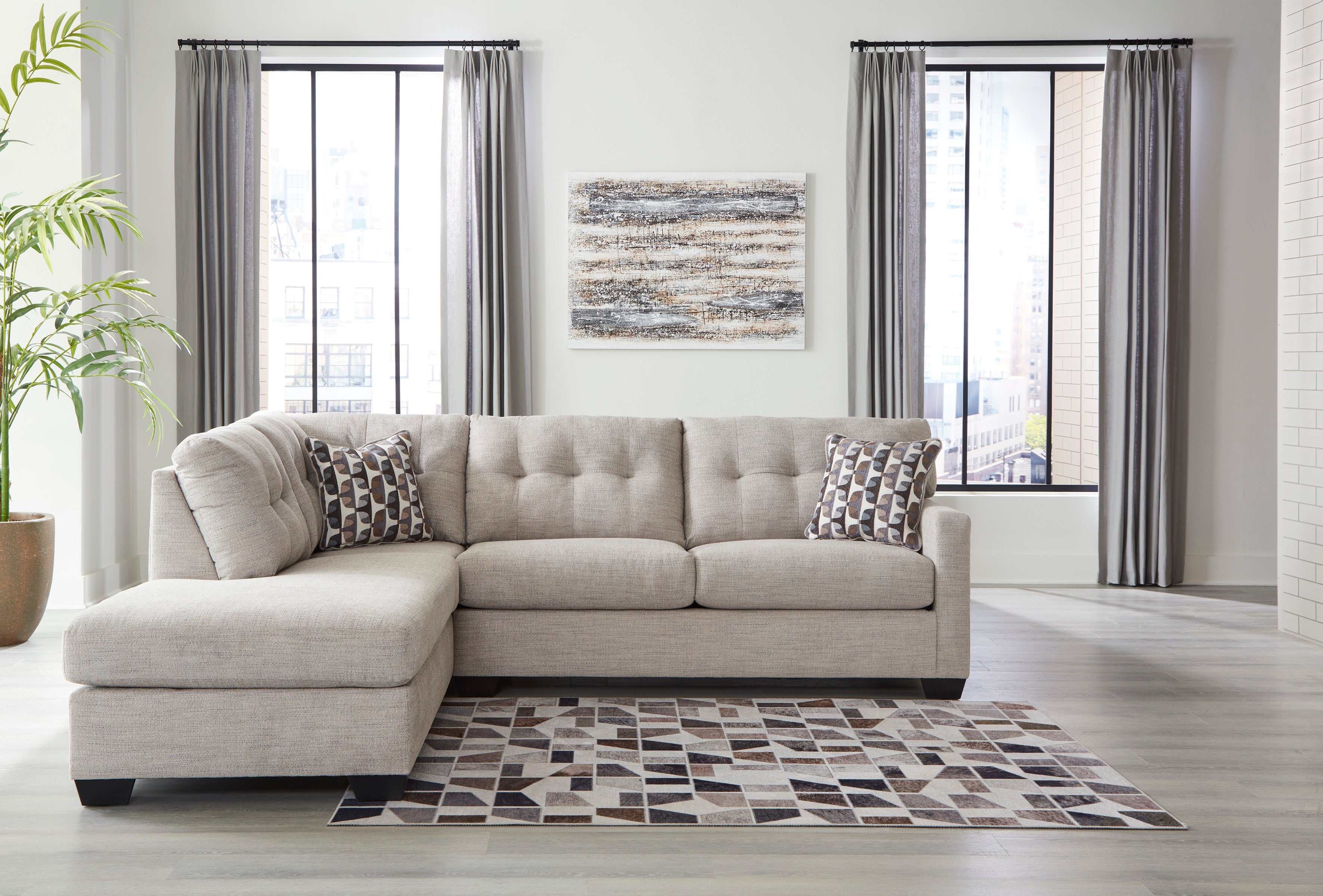 Mahoney Pebble 2pc Sectional Full Sleeper Sofa w/ LAF Chaise