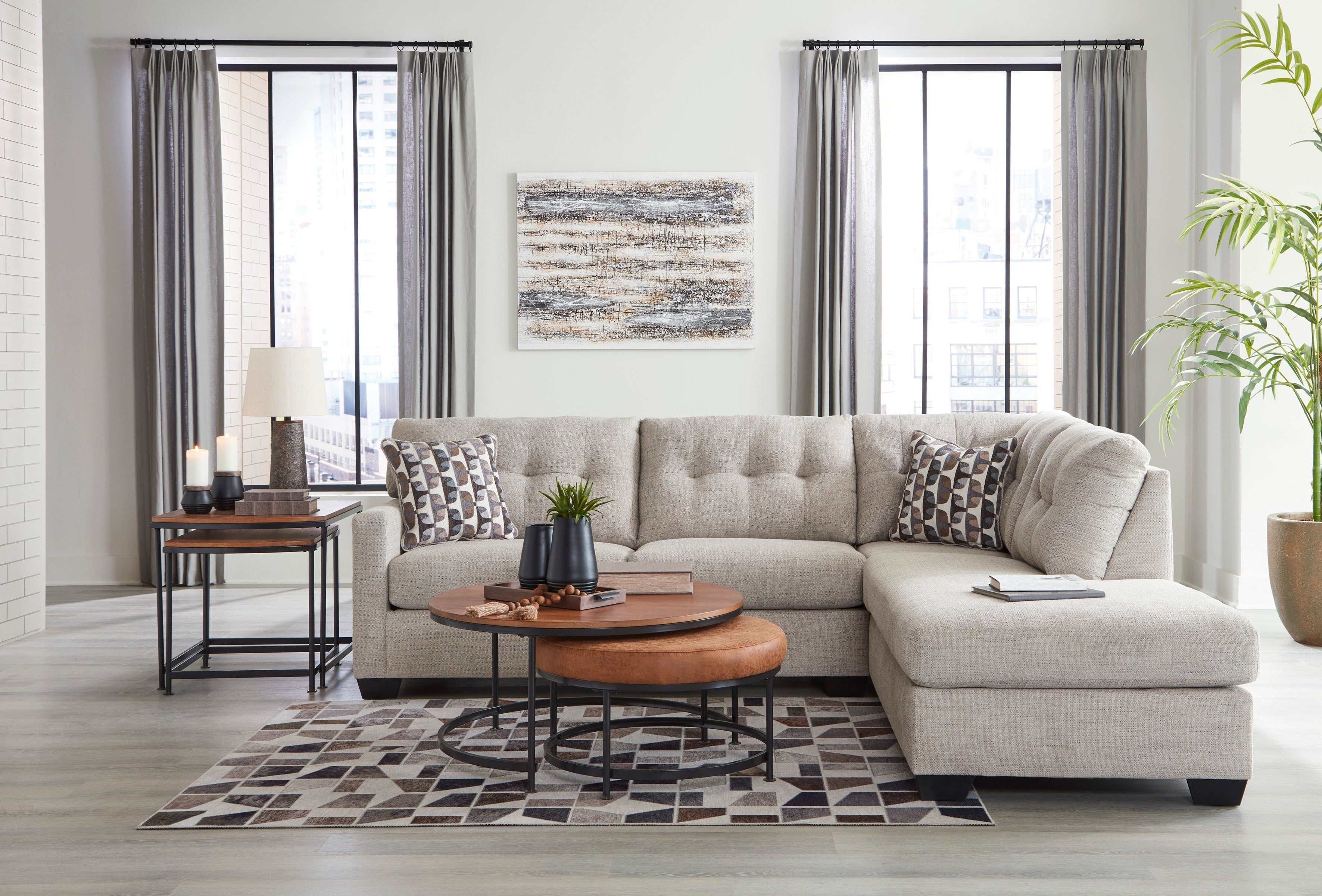 Mahoney Pebble 2pc Sectional Full Sleeper Sofa w/ RAF Chaise