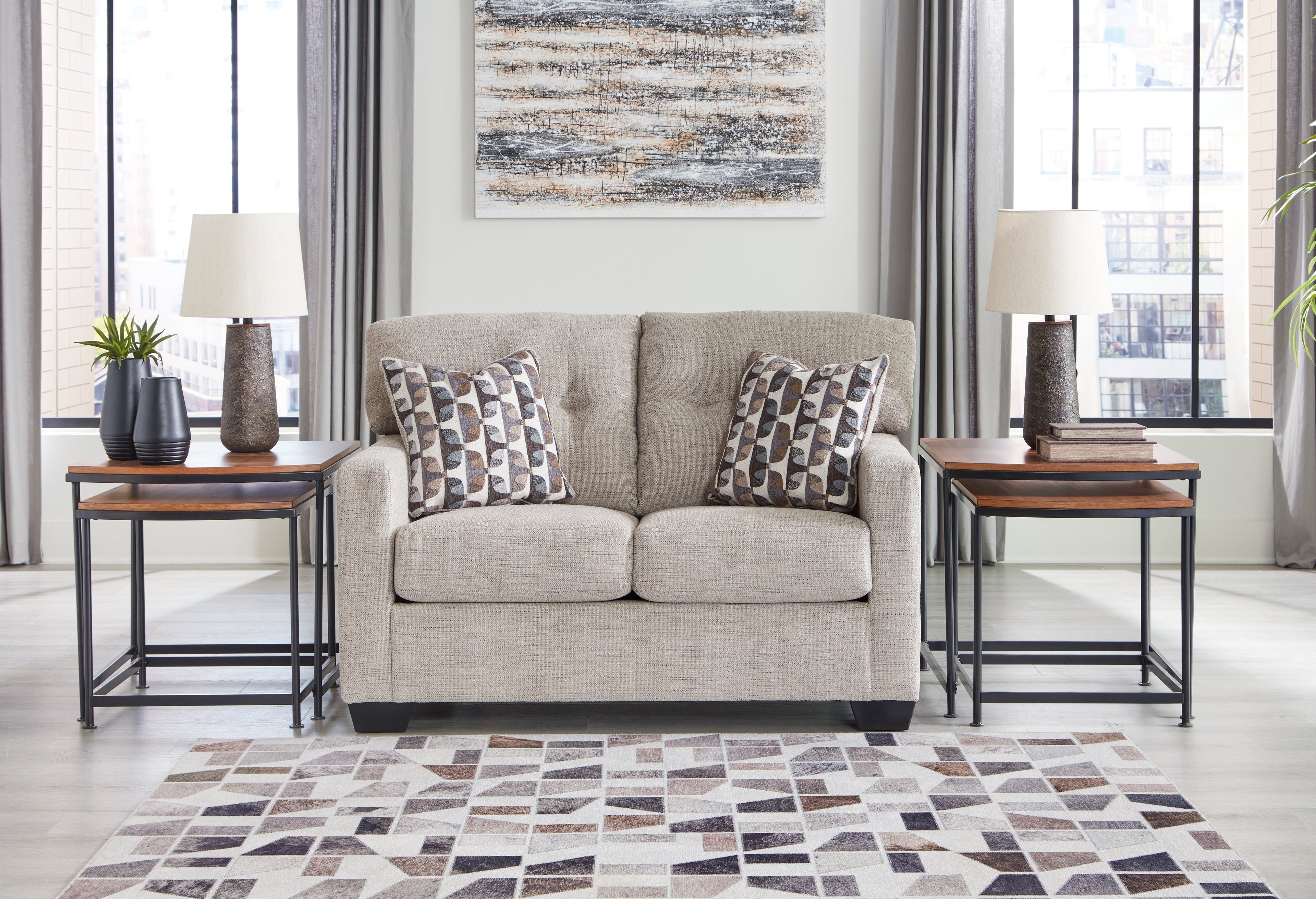 Mahoney Pebble Full Sofa Sleeper and Loveseat