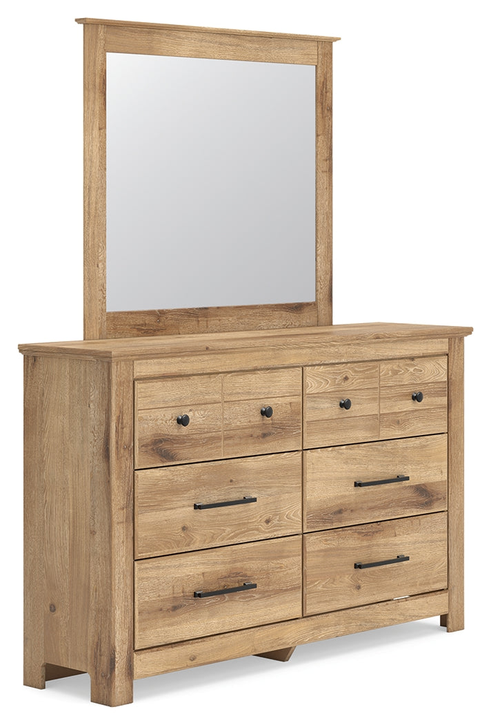 Makidern Tan Dresser and Mirror