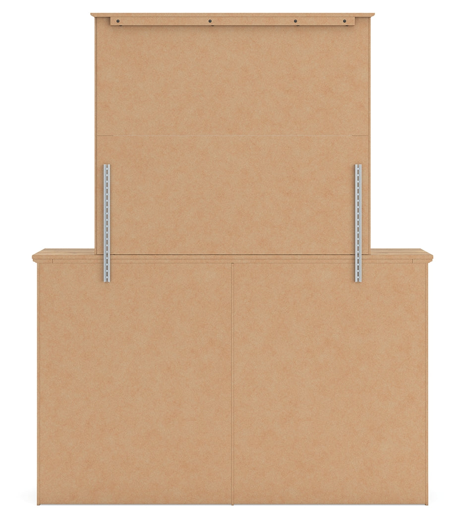 Makidern Tan Dresser and Mirror