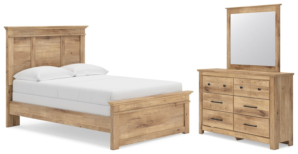 Makidern Tan Full Panel Bed, Dresser and Mirror