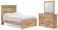 Makidern Tan Full Panel Bed, Dresser and Mirror
