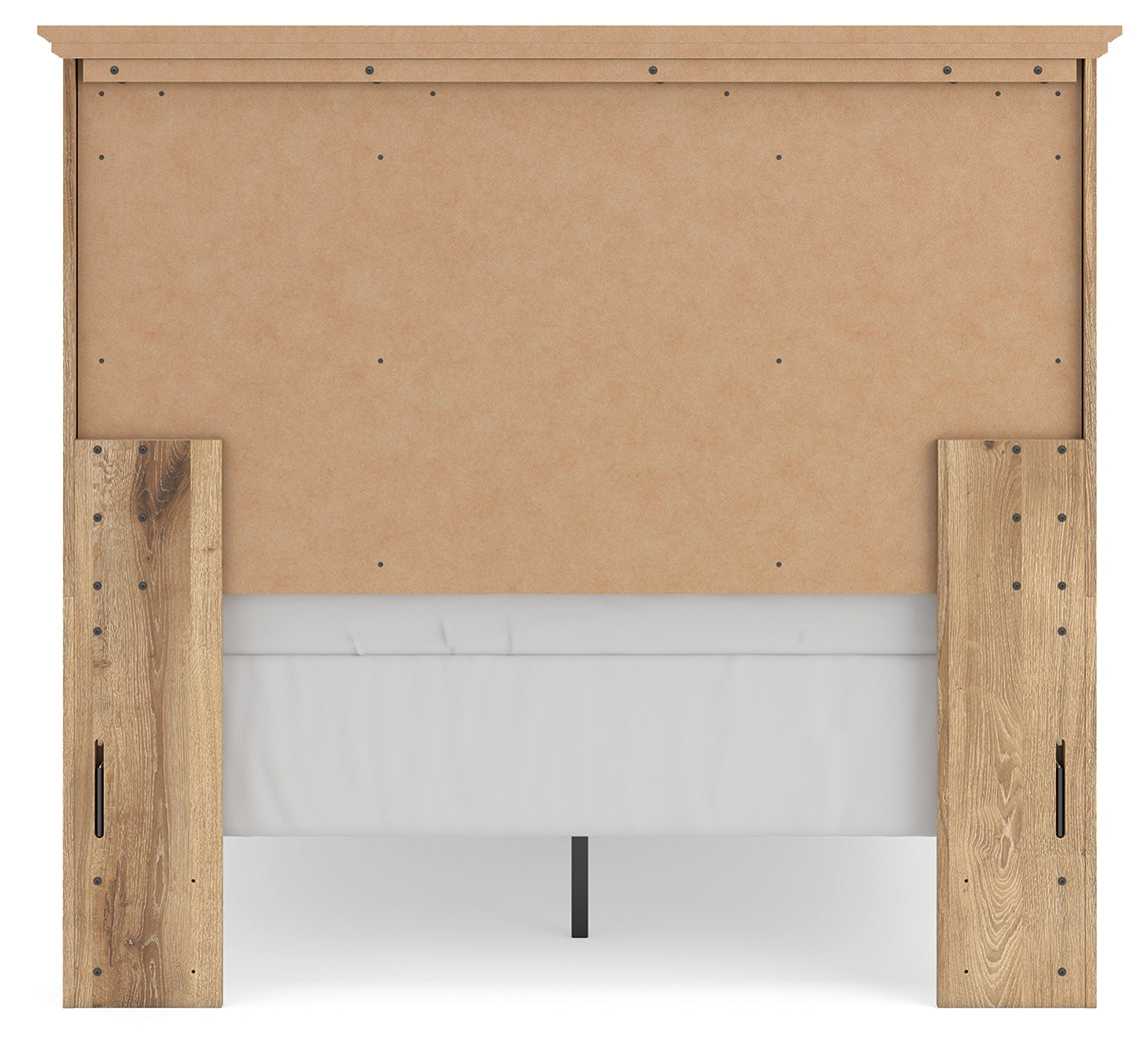 Makidern Tan Full Panel Bed, Dresser and Mirror