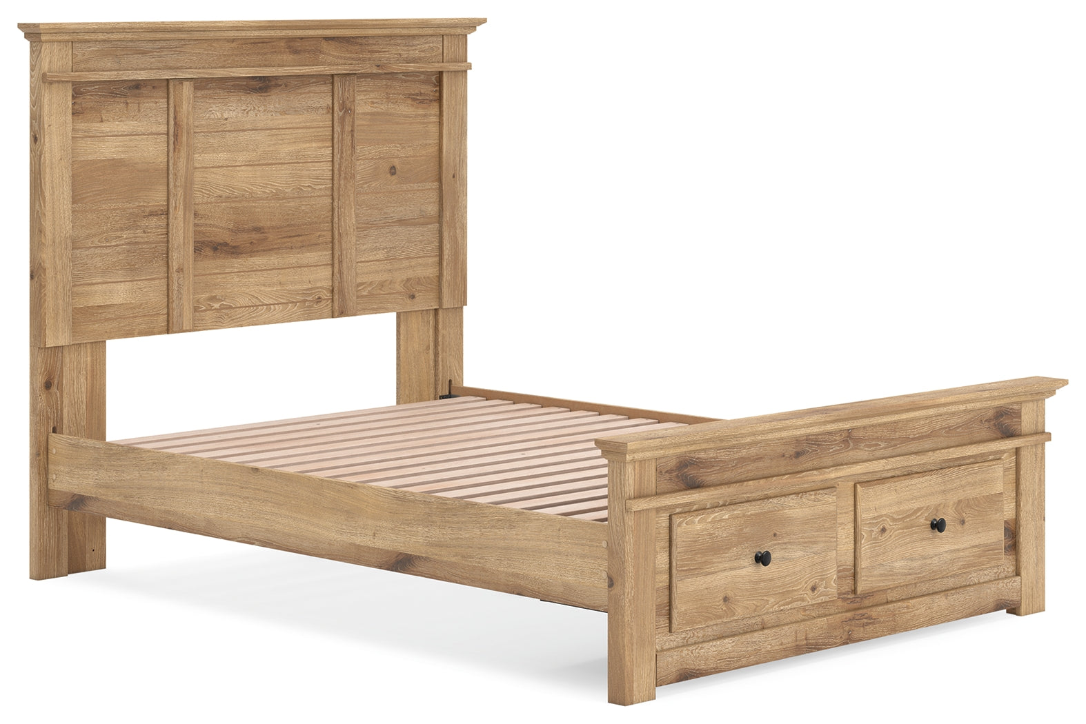 Makidern Tan Full Panel Storage Bed, Dresser and Mirror