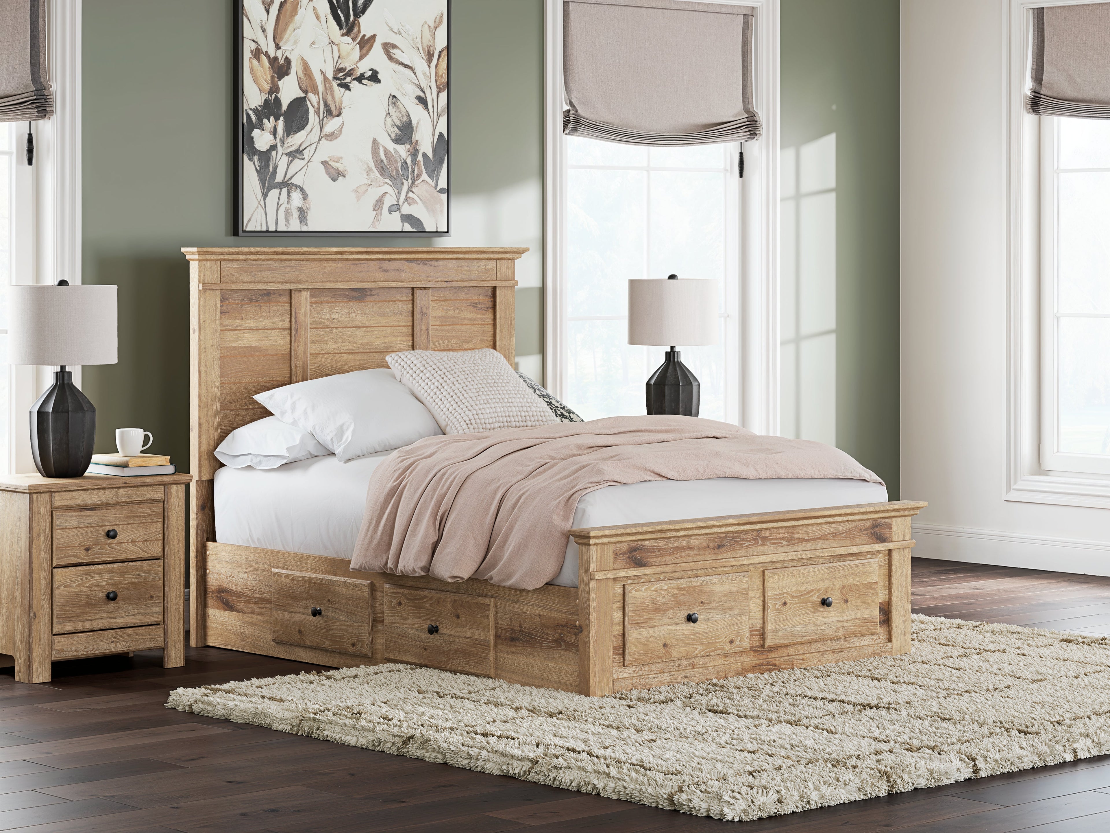 Makidern Tan Full Panel Storage Bed