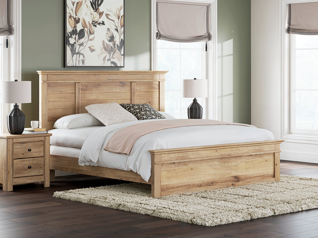 Makidern Tan King Panel Bed