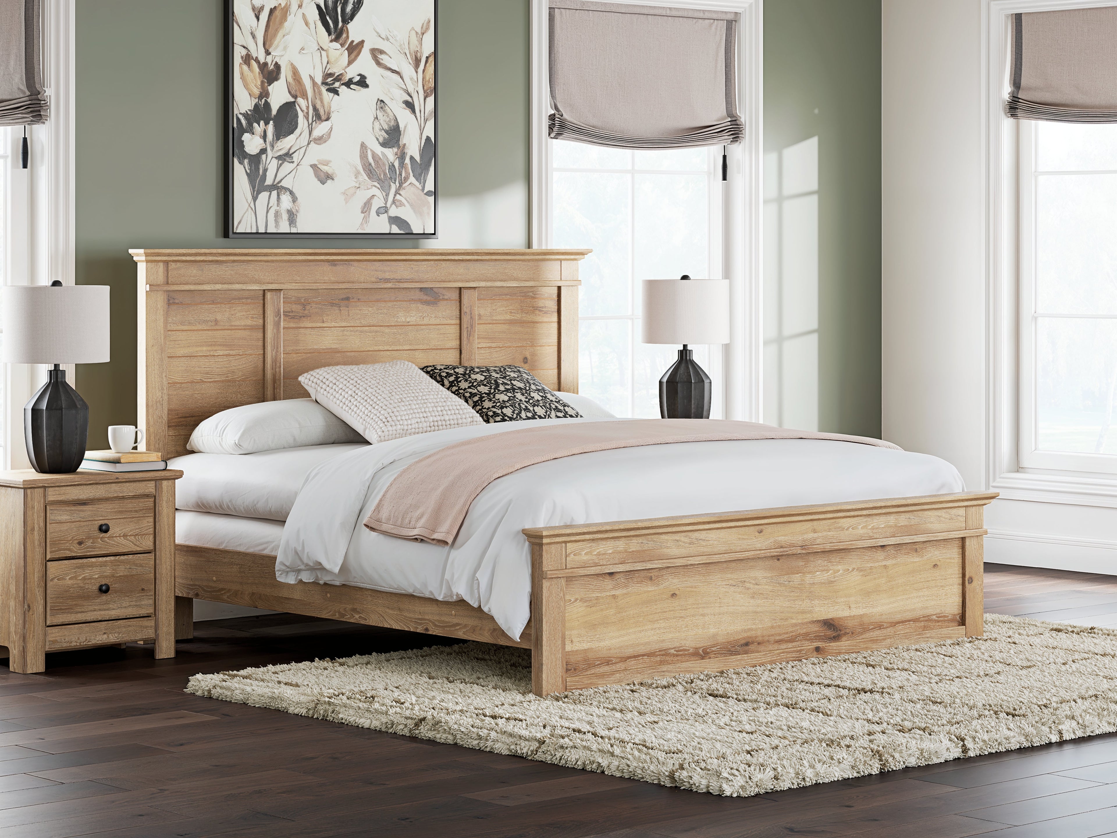 Makidern Tan King Panel Bed