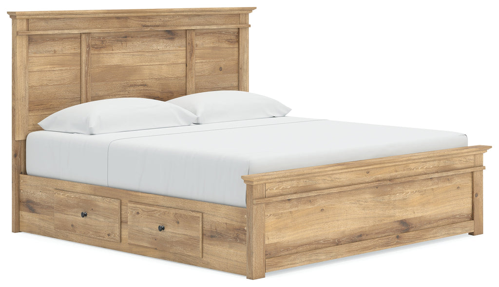 Makidern Tan King Panel Storage Bed