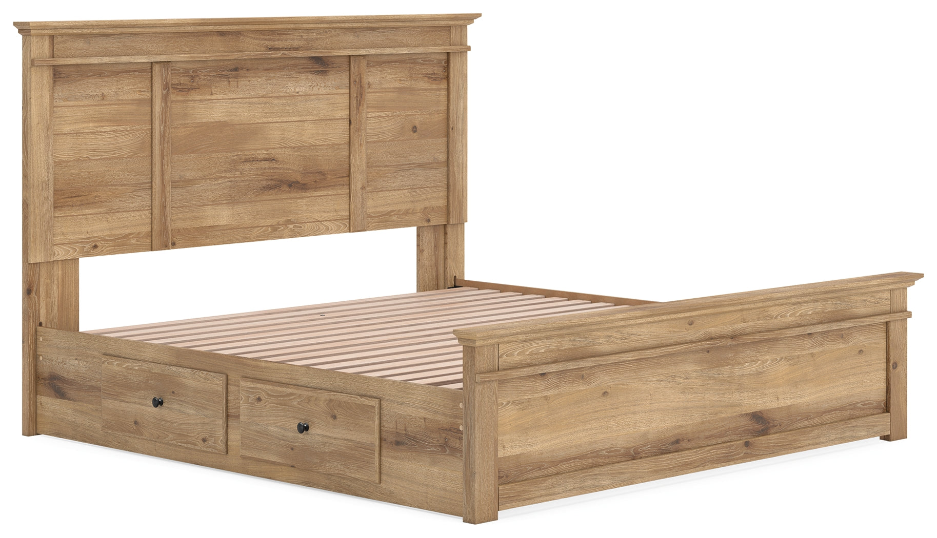 Makidern Tan King Panel Storage Bed