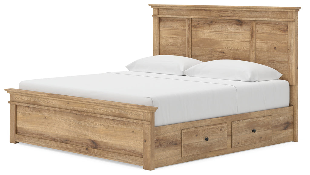 Makidern Tan King Panel Storage Bed
