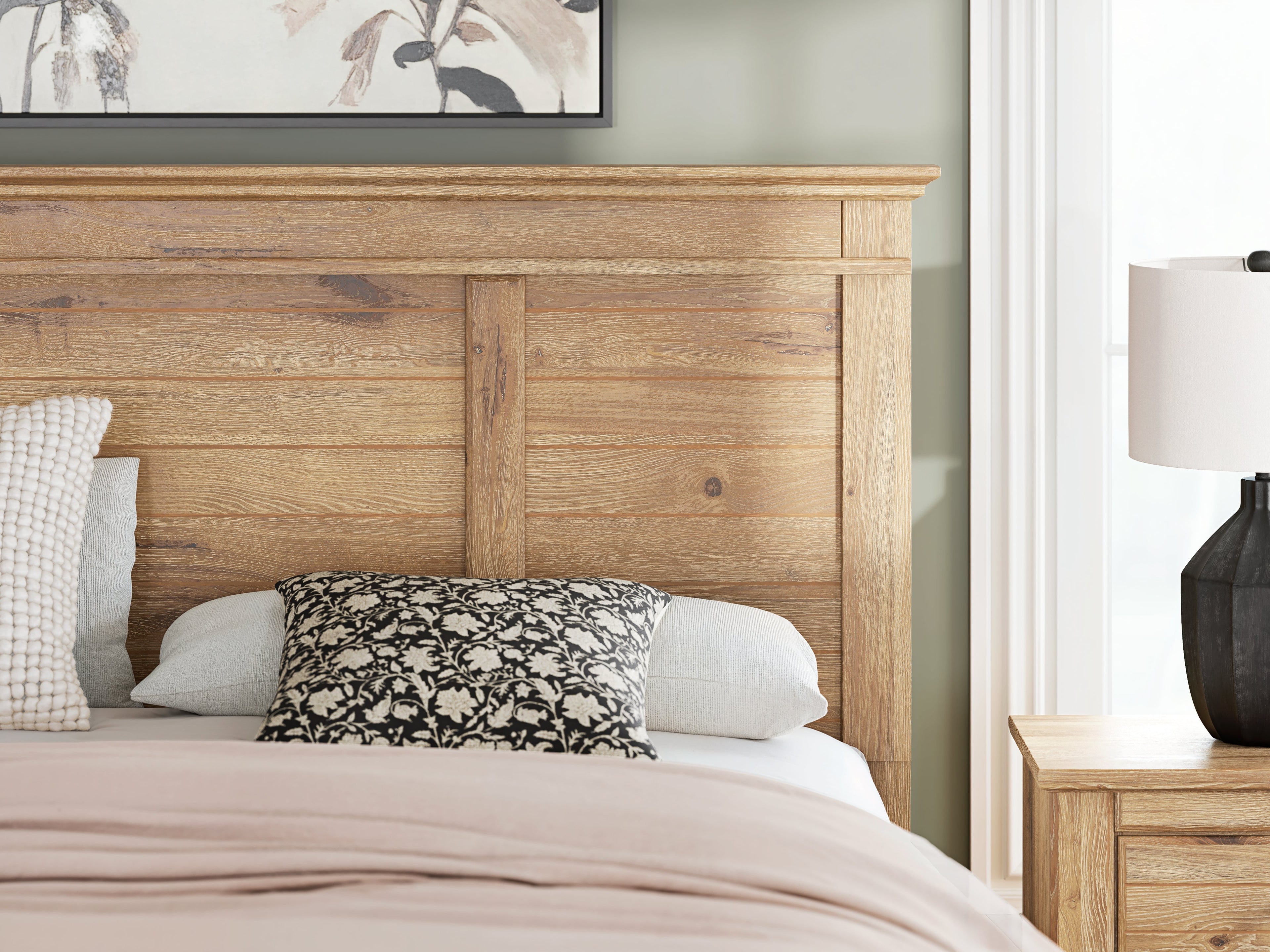 Makidern Tan King Panel Storage Bed