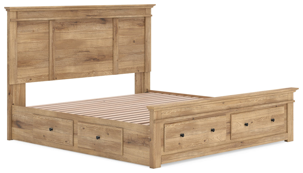 Makidern Tan King Panel Storage Bed