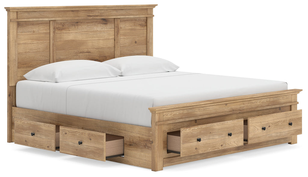 Makidern Tan King Panel Storage Bed