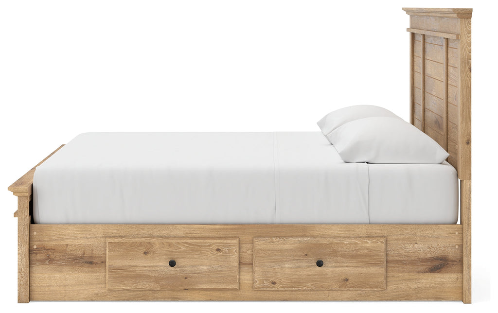 Makidern Tan King Panel Storage Bed