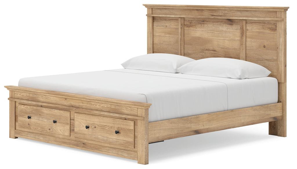 Makidern Tan King Panel Storage Bed
