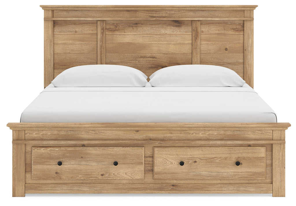 Makidern Tan King Panel Storage Bed