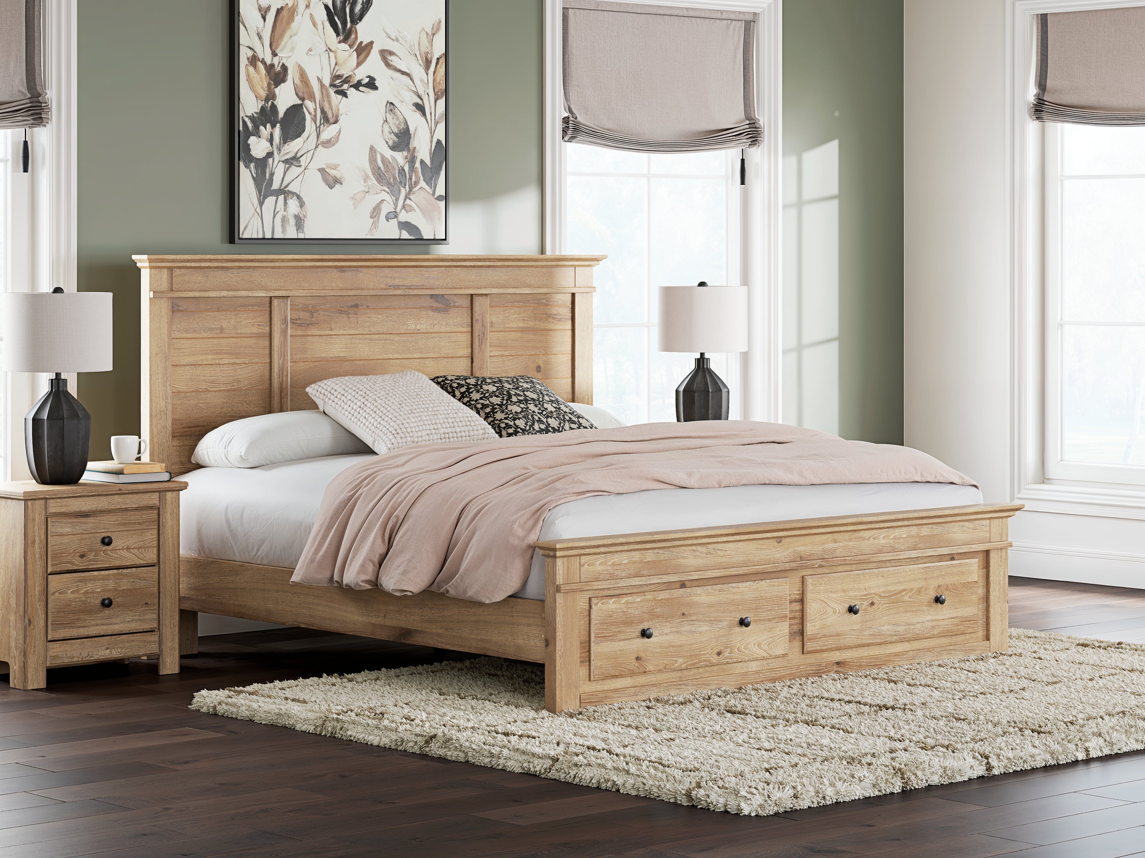 Makidern Tan King Panel Storage Bed