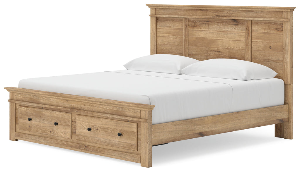 Makidern Tan King Panel Storage Bed
