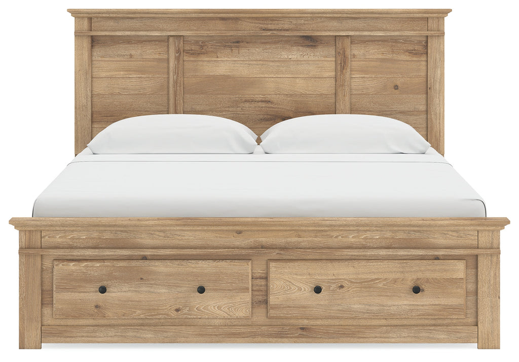 Makidern Tan King Panel Storage Bed