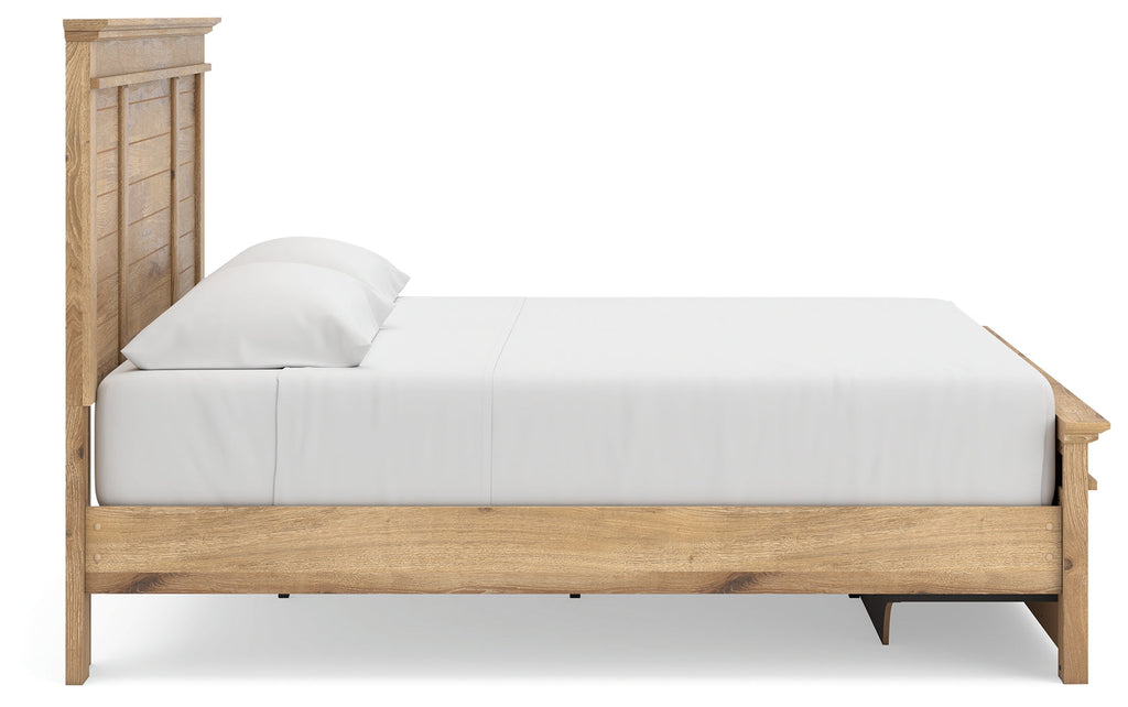 Makidern Tan King Panel Storage Bed