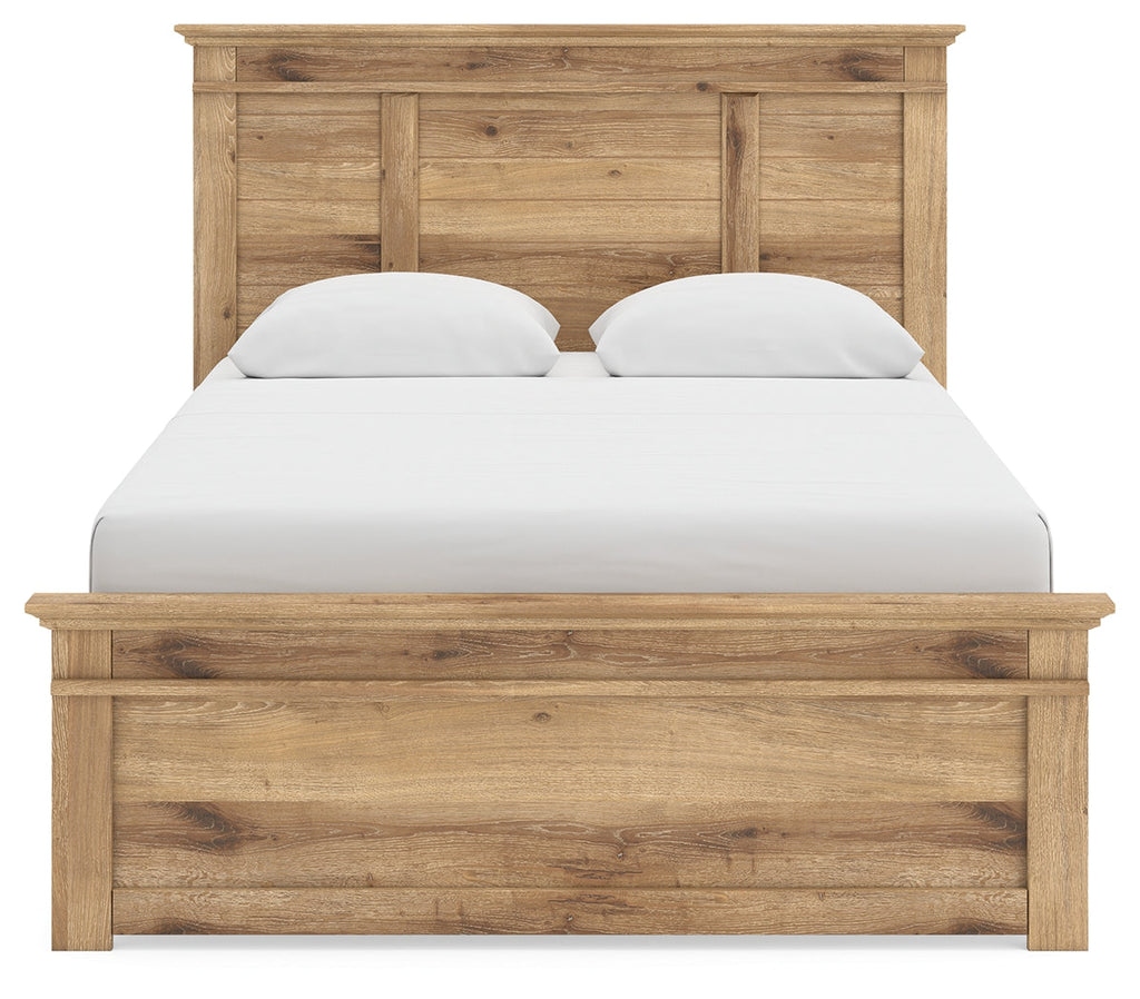Makidern Tan Queen Panel Bed, Dresser and Mirror