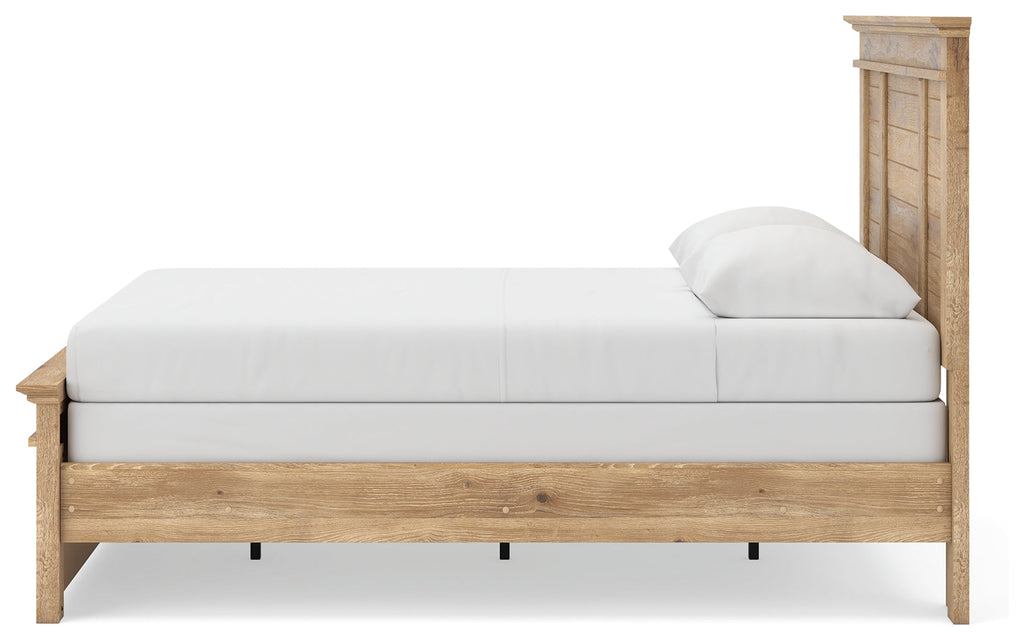 Makidern Tan Queen Panel Bed, Dresser and Mirror