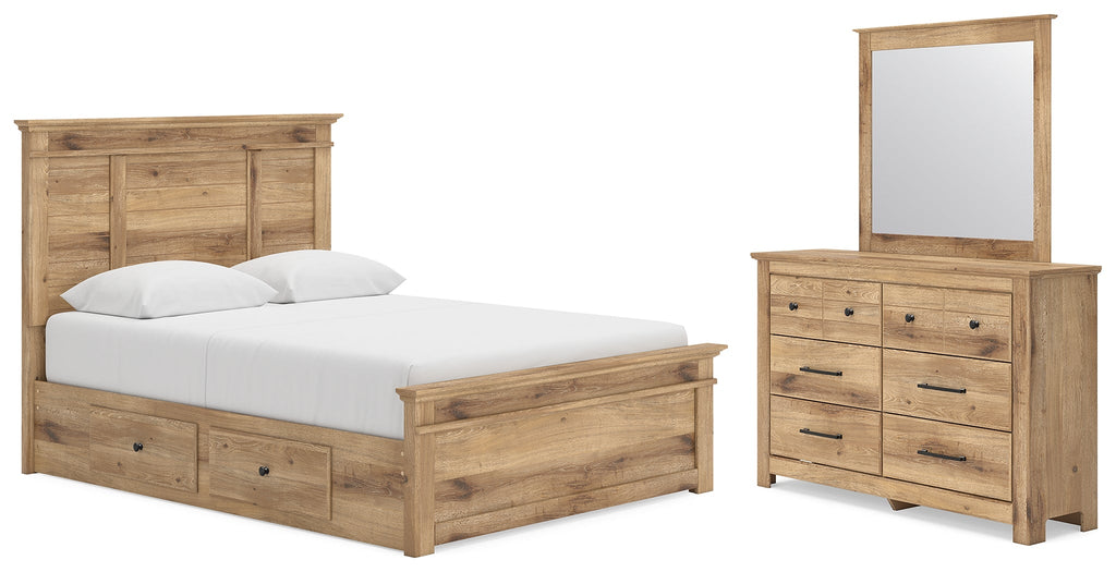 Makidern Queen Panel Bed, Tan