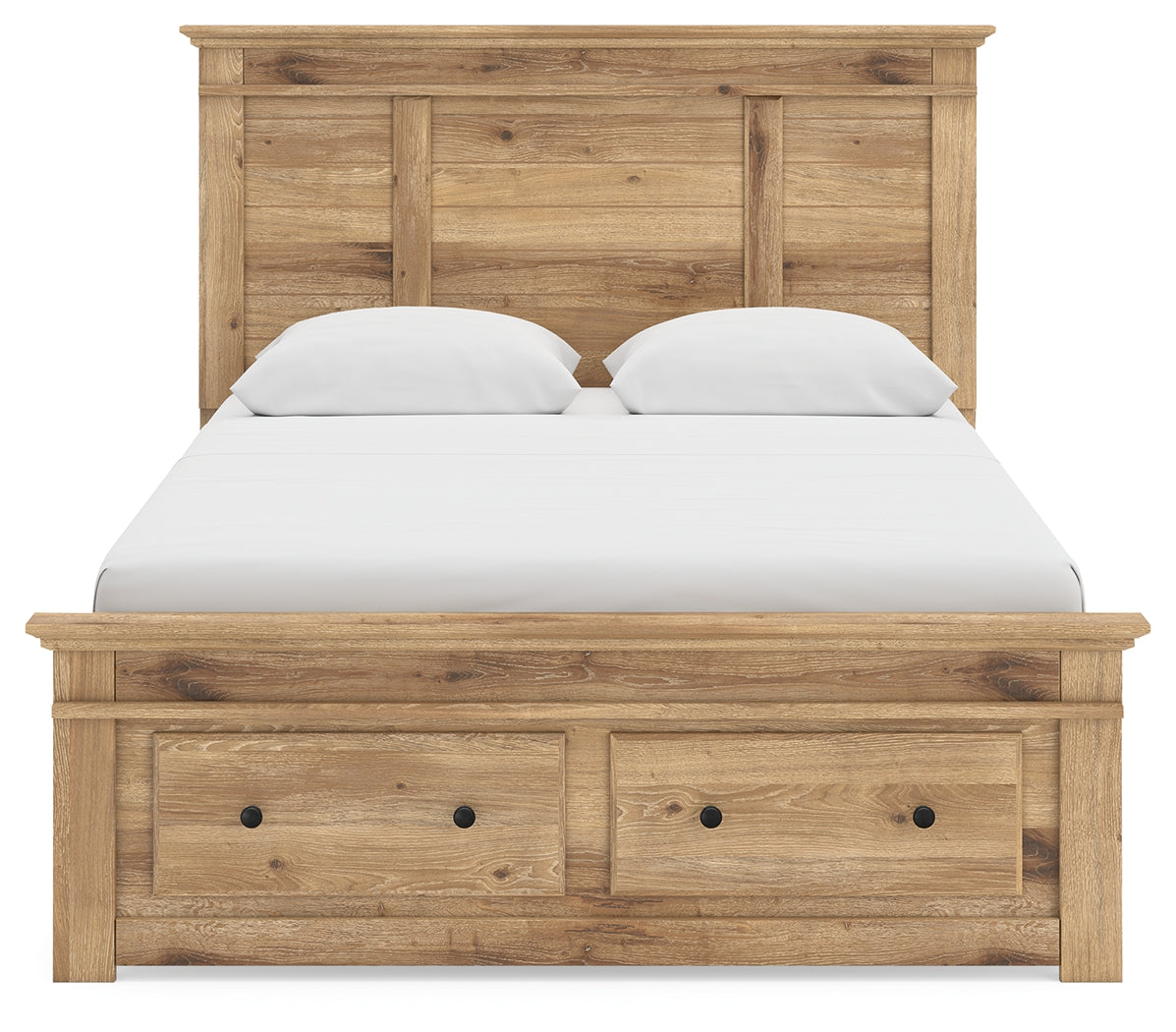 Makidern Tan Queen Panel Storage Bed, Dresser and Mirror