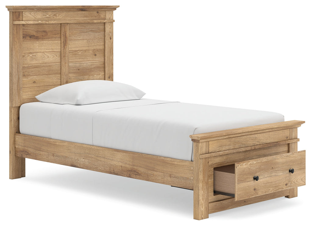 Makidern Tan Twin Panel Storage Bed