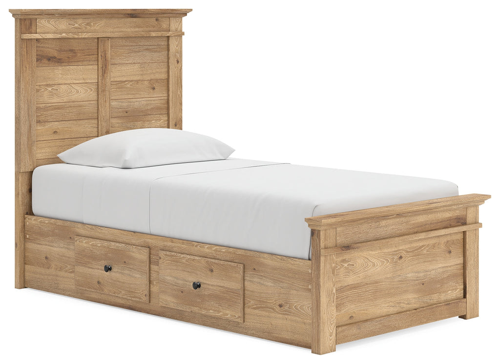 Makidern Tan Twin Panel Storage Bed