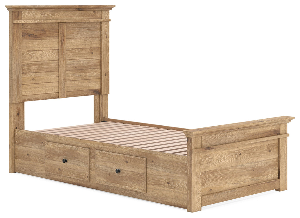 Makidern Tan Twin Panel Storage Bed